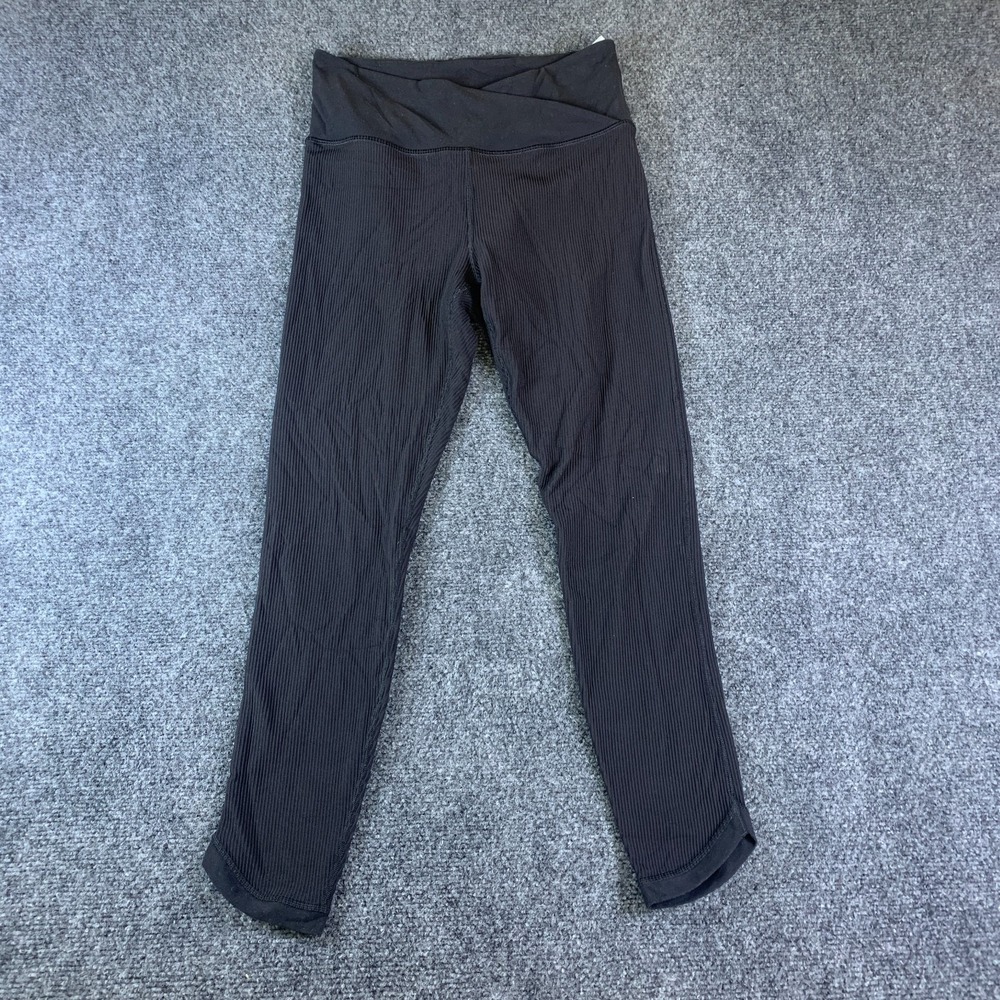 Athleta Elation Crossover Rib 7/8 Tight Legging Women 26x23.5 Black Yoga Running